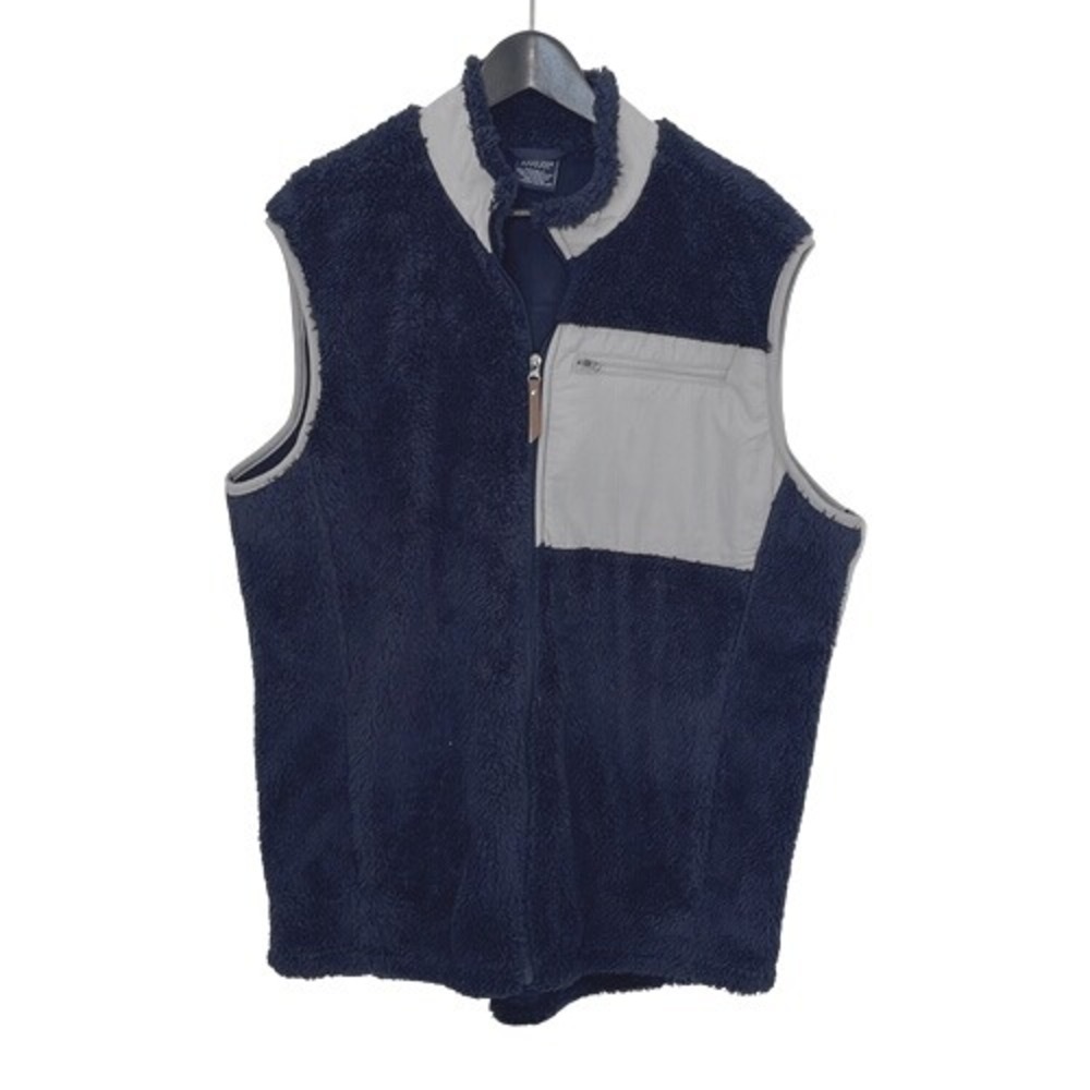 Charles River Apparel Men's Fleece Newport Vest Full Zip Size XL Navy Blue Gray